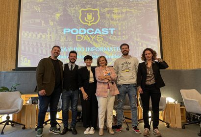 Promotores en la presentación de Podcast Days