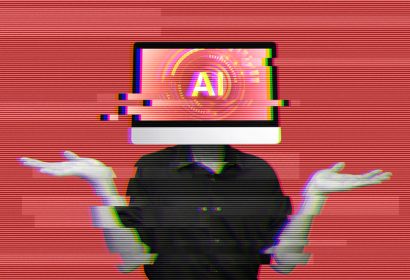 startups de tecnologia, ordenador con IA en la cabeza de una persona