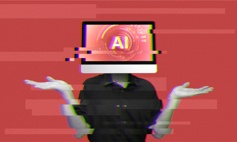 startups de tecnologia, ordenador con IA en la cabeza de una persona